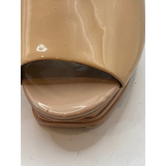 SAINT LAURENT Paris Women's Patent Nude Platform Stiletto Ankle-Strap Heels SZ37 - Picture 3 of 13